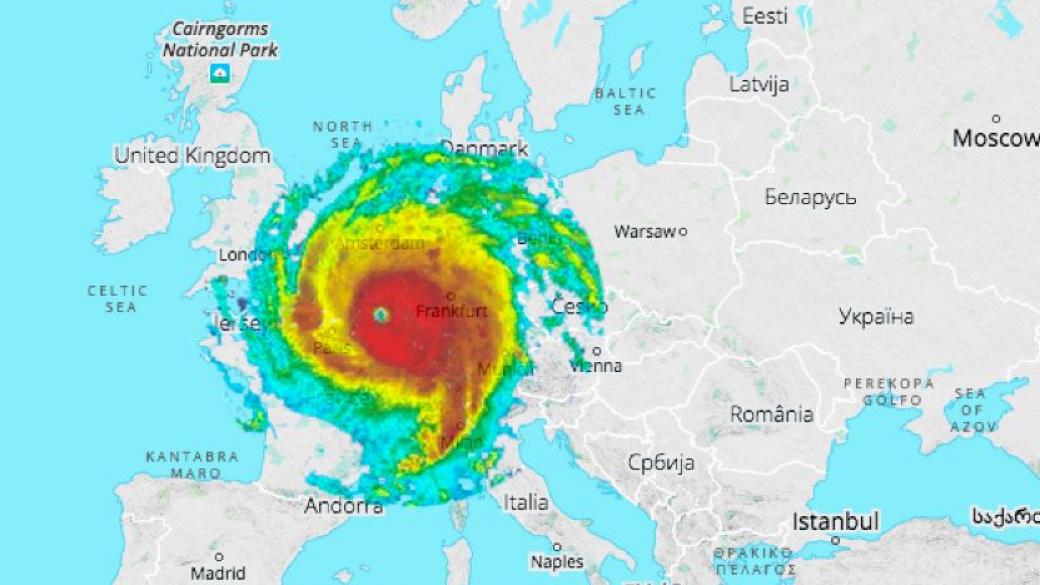 Как би изглеждал ураганът „Ирма“ над Европа