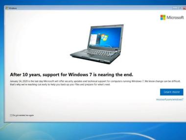 Microsoft подсеща за спирането на Windows 7