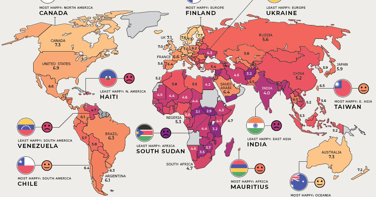 Световна карта на (не)щастието