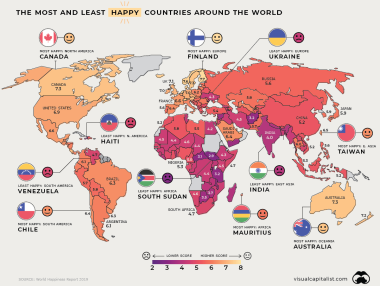 Световна карта на (не)щастието