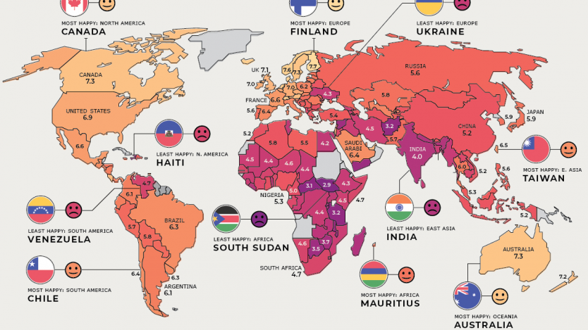 Световна карта на (не)щастието