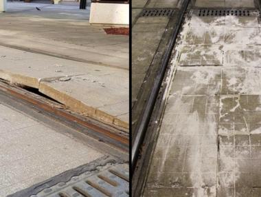 Температурите се оказаха виновни за повдигнатата трамвайна настилка на „Графа“