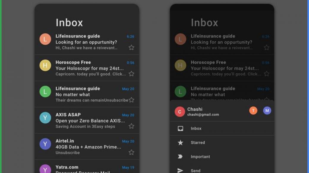 Тъмният режим на Gmail вече е достъпен за част от потребителите