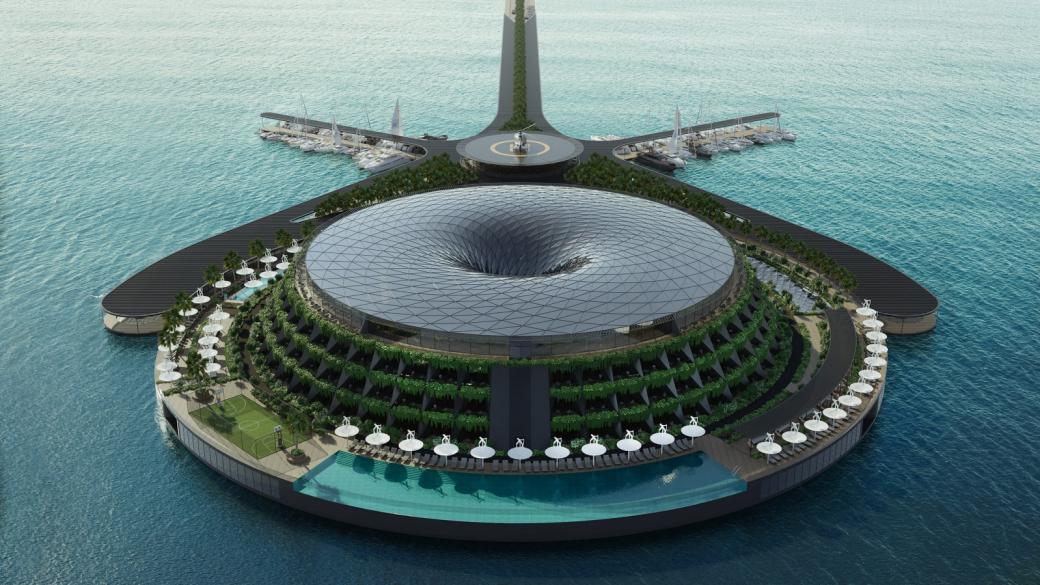 Въртящ се воден хотел изниква в Катар (галерия)