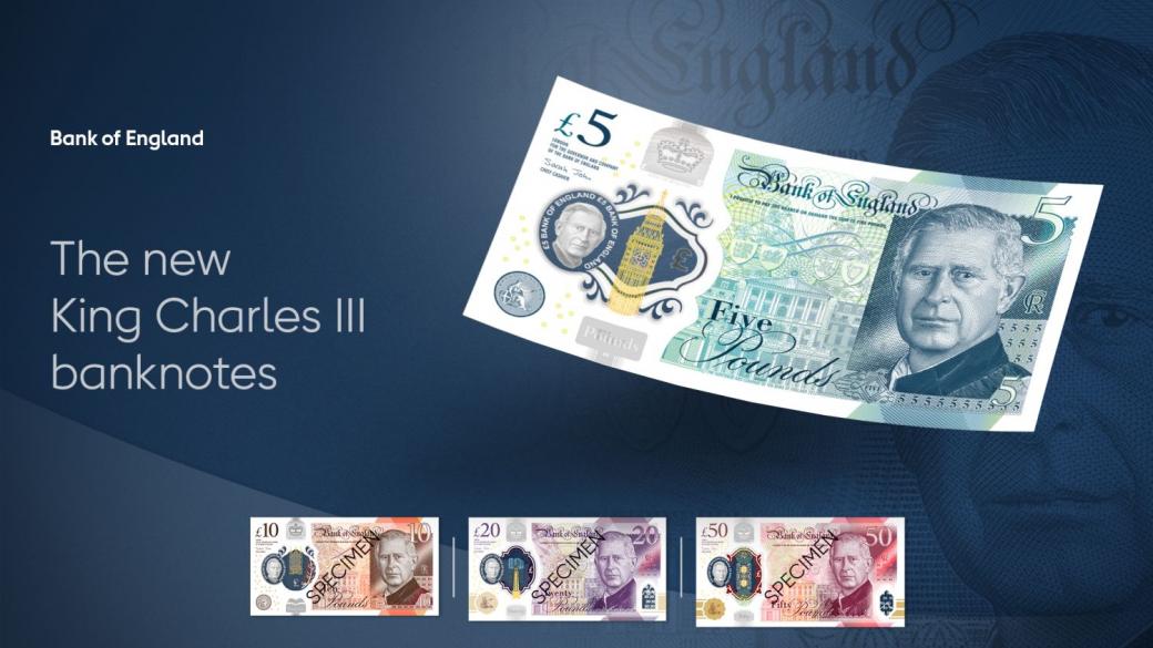 Банката на Англия показа първите банкноти с лика на Чарлз III