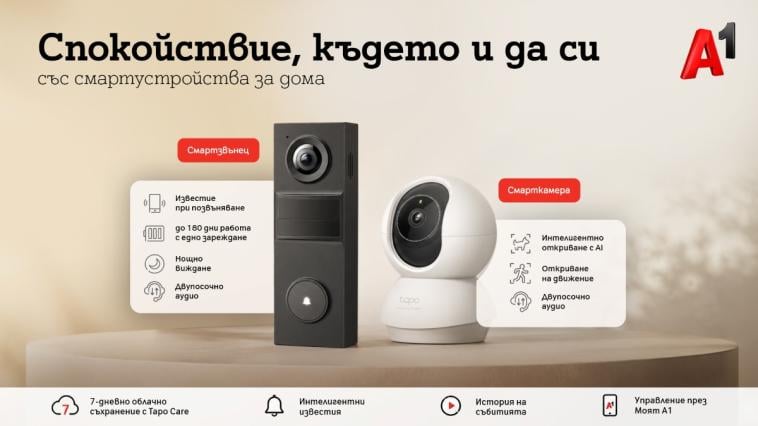 А1 предлага ново решение за наблюдение и сигурност на дома