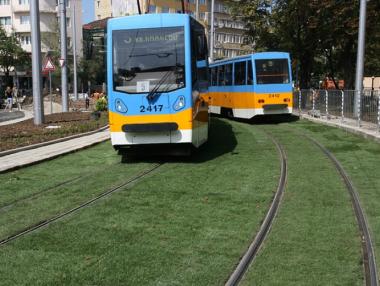 Крадат тревата около зелените релси на Руски паметник