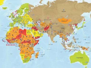 Карта показва къде е рисковано да се пътува през 2016 г.