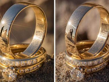 Сватбени снимки, запечатани върху... халки