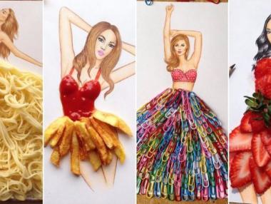 Вдъхновяващи рокли от храна и подръчни материали