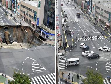 Запълниха огромната дупка в Япония само за два дни