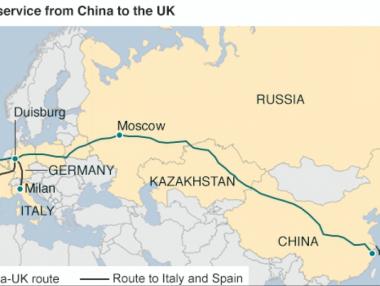 Товарният влак между Лондон и Китай направи първия пълен курс