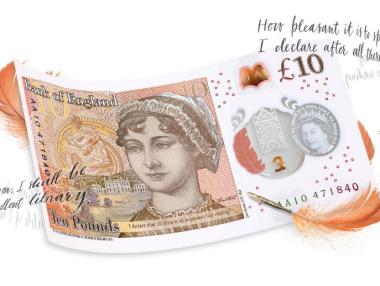 Показаха новите 10 лири с Джейн Остин