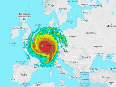 Как би изглеждал ураганът „Ирма“ над Европа