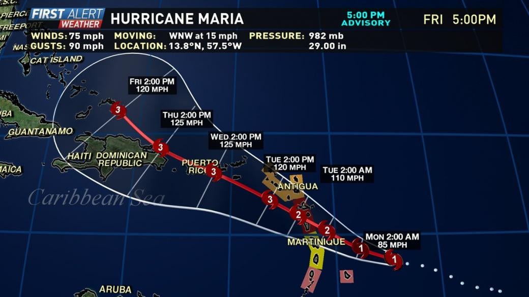 Ураганът „Мария” достигна Доминикана в пета - най-висока степен
