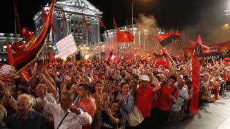 Многохиляден протест в Скопие снощи