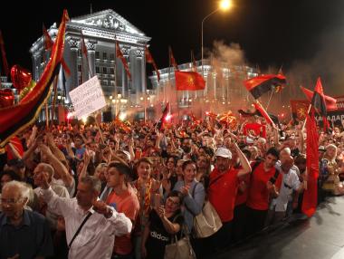 Многохиляден протест в Скопие снощи