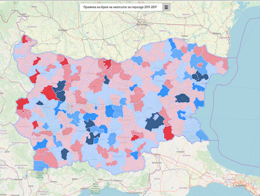 Кои са общините с най-голям ръст и спад на наетите лица